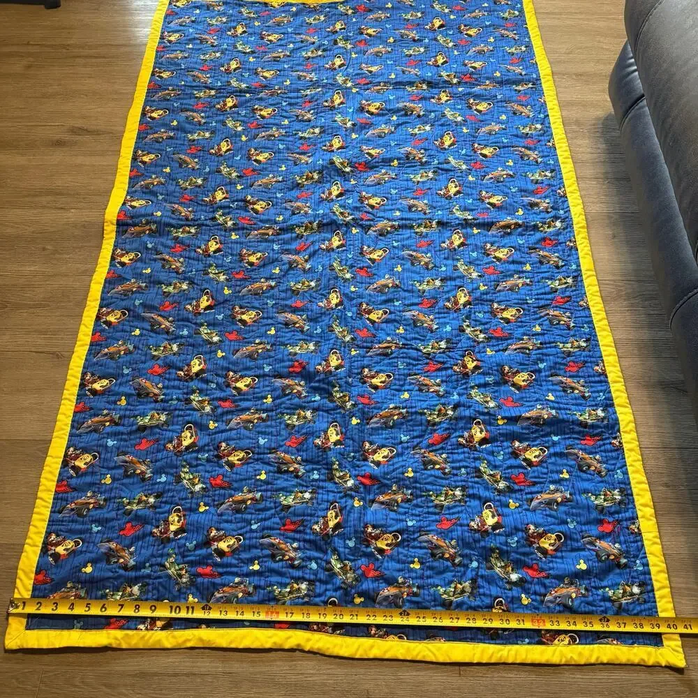 Disney Mickey Mouse Racing Handmade Quilt Blanket 41x68 soft Toddler Lap Throw - Picture 4 of 8